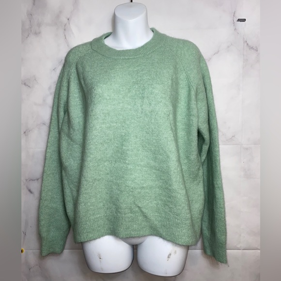 Zara Alpaca Wool Blend Sweater Green Mint Size L - Picture 8 of 11